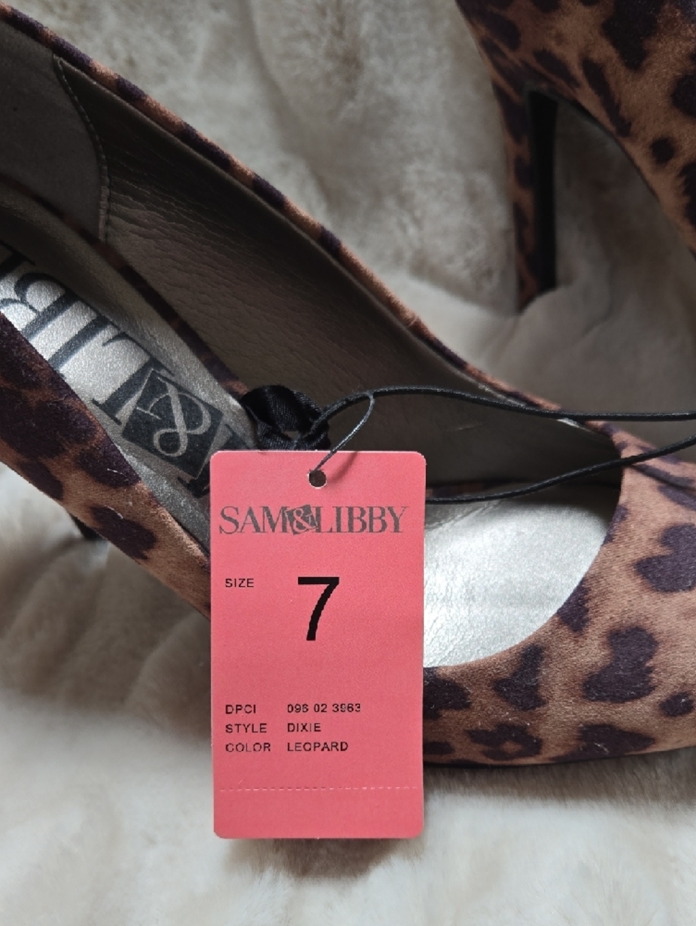 Sam & Libby Leopard Print Pointed Toe Stiletto Heels - Brown/Black - Picture 2 of 4